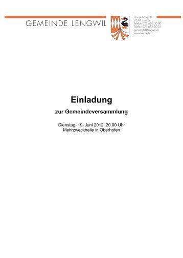 Einladung - Gemeinde Lengwil