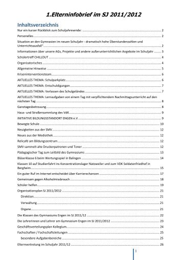 1.Elterninfobrief im SJ 2011/2012 - Gymnasium Engen