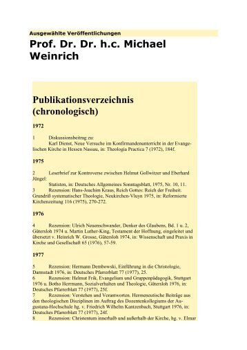 Prof. Dr. Dr. h.c. Michael Weinrich Publikationsverzeichnis ...