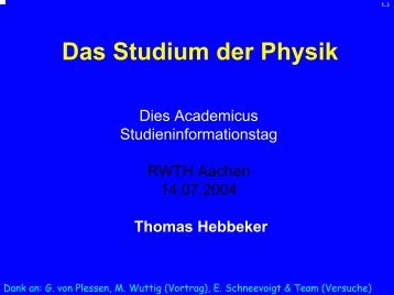 Das Studium der Physik - Server der Fachgruppe Physik der RWTH ...