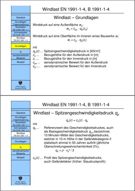 LASTANNAHMEN ÖNORM EN 1990, B 1990-1 ÖNORM EN 1991-1 ...