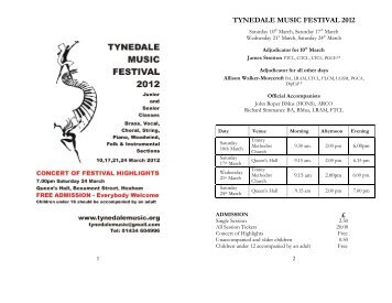 programme - Tynedale Music Festival
