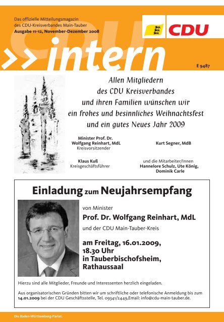 Einladungzum Neujahrsempfang - CDU Main-Tauber