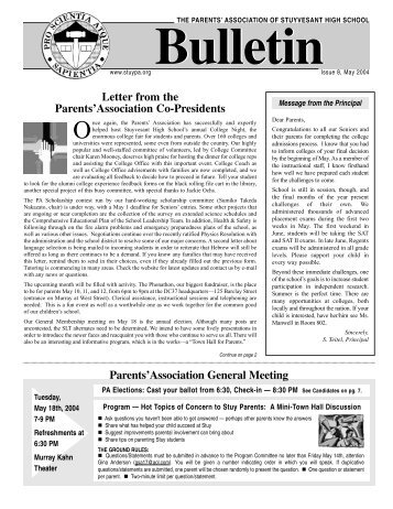 Bulletin - Parents' Association of Stuyvesant High School