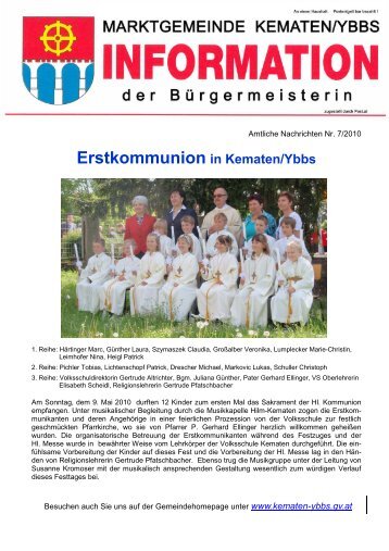 Amtliche Nachrichten 7-2010.pub - Marktgemeinde Kematen/Ybbs