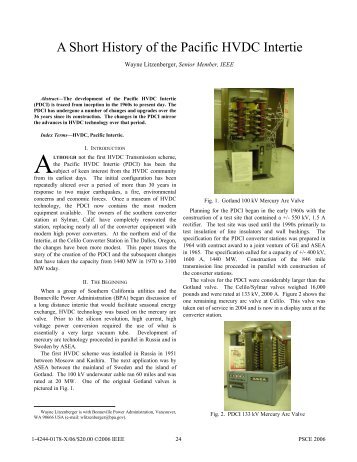 A Short History of the Pacific HVDC Intertie - LabPlan