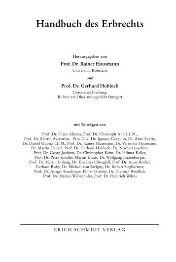 Inhaltsverzeichnis Handbuch des Erbrechts - Erich Schmidt Verlag