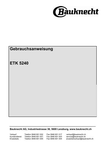 Gebrauchsanweisung ETK 5240 - Home - MAM V2.0, Bauknecht AG ...