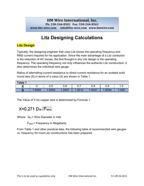 Litz Designing Calculations - Litz Wire