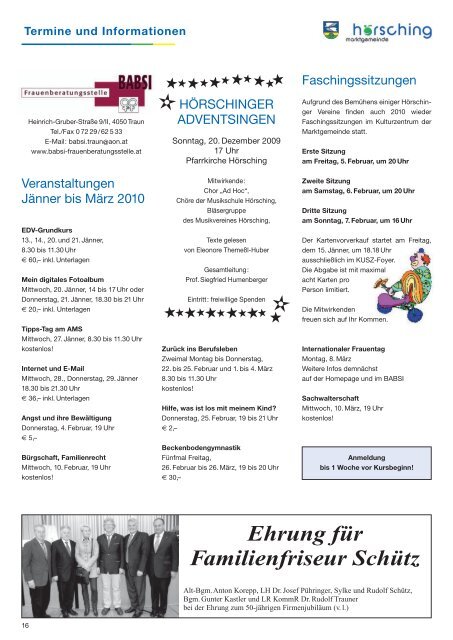 Gemeinderat 2009 bis 2015 - Schachverein Hörsching