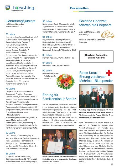 Gemeinderat 2009 bis 2015 - Schachverein Hörsching