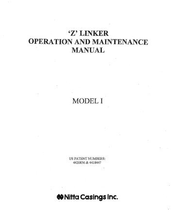 Z-Linker Model I Manual - Nitta Casings Inc.