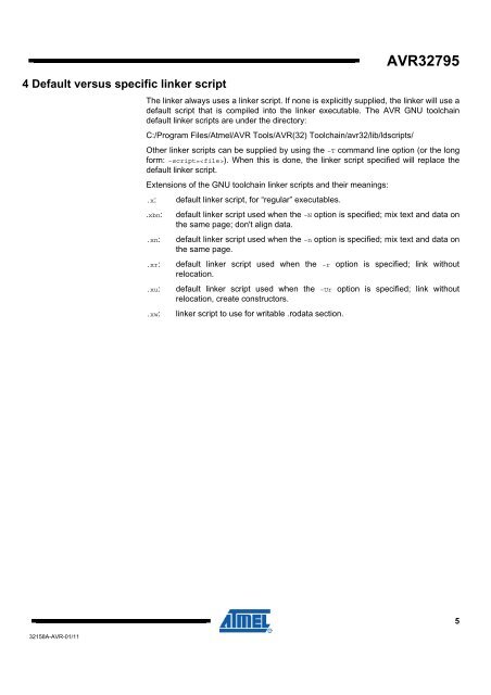 AVR32795: Using the GNU Linker Scripts on AVR UC3 ... - Atmel