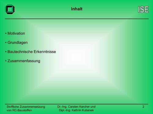 Stoffliche Zusammensetzung von RC-Baustoffen - am ISE