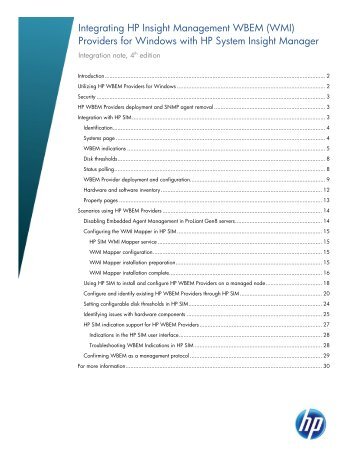 Integrating HP Insight Management WBEM (WMI) Providers for ...