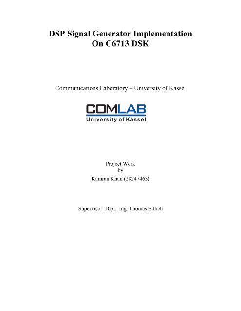 DSP Signal Generator Implementation On C6713 DSK - ComLab
