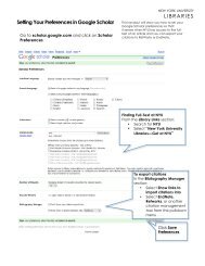 Setting Your Preferences in Google Scholar - New York University ...