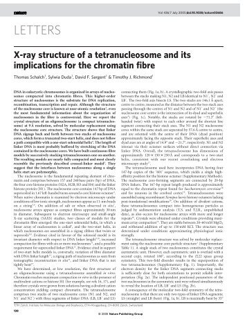 X-ray structure of a tetranucleosome and its