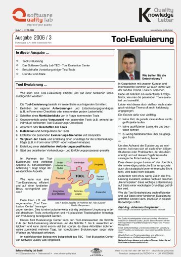 Tool-Evaluierung - Software Quality Lab