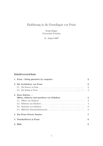 Einführung in die Grundlagen von Praat - Universität Potsdam