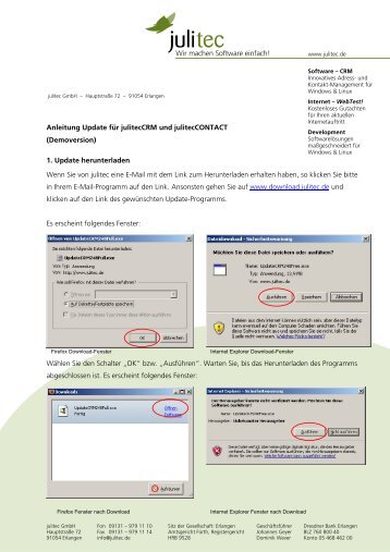 Update-Anleitung für Free-Versionen - julitec GmbH