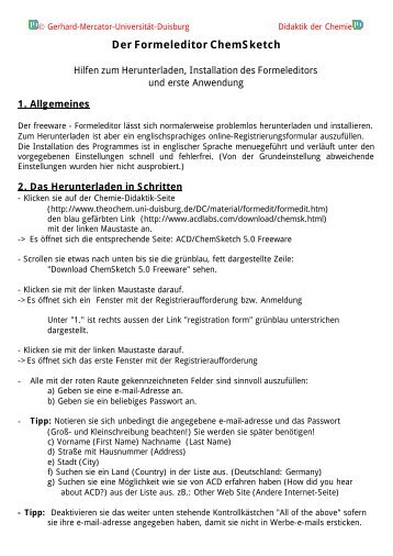 Der Formeleditor ChemSketch - Chemie und ihre Didaktik ...