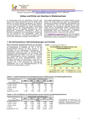 Anbau und Ernte von Gemüse in Niedersachsen