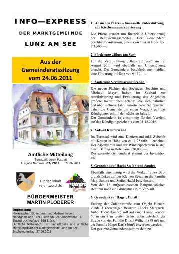 Info-Express Juni 2011 - Lunz am See