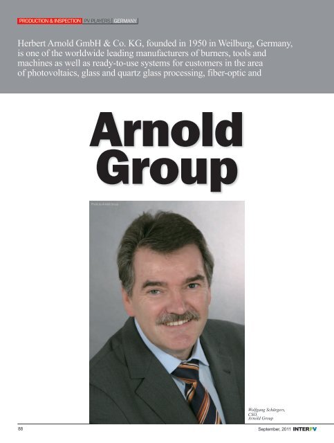 Herbert Arnold GmbH & Co. KG, founded in 1950 in ... - Arnold Gruppe