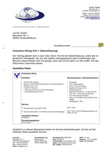 Colocation Entry Vertrag (PDF) - LimTec GmbH