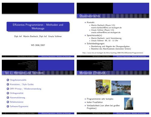 Effizientes Programmieren - Methoden und Werkzeuge ...