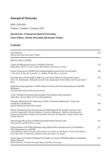 Journal of Networks - Academy Publisher