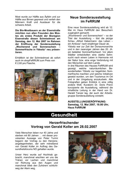 Amtliche Nachrichten Ausgabe 1/2007 - Marktgemeinde Ybbsitz