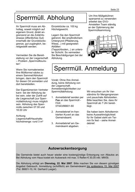 Amtliche Nachrichten Ausgabe 1/2007 - Marktgemeinde Ybbsitz