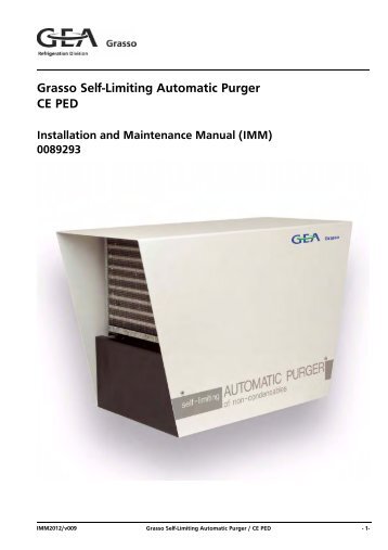 Grasso Self-Limiting Automatic Purger CE PED - GEA Refrigeration ...