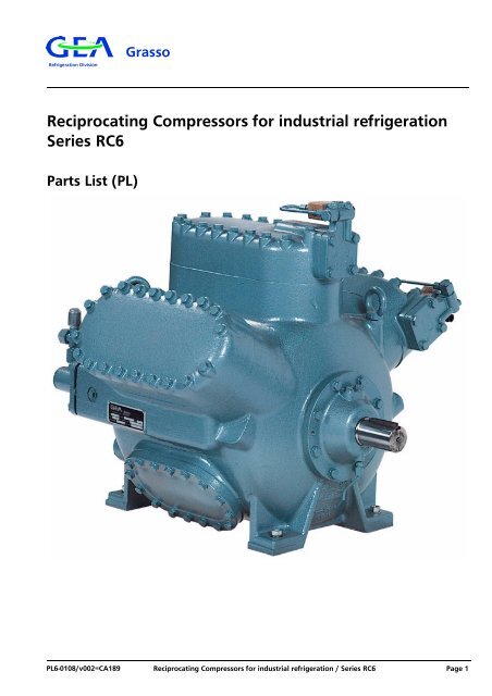 Reciprocating Compressors for industrial refrigeration Series RC6