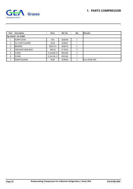 Reciprocating Compressors for industrial refrigeration Series RC6