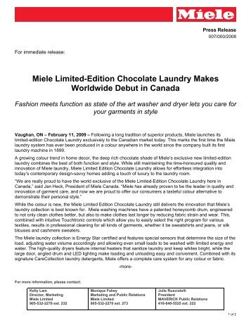 Miele Limited-Edition Chocolate Laundry Makes Worldwide Debut in ...