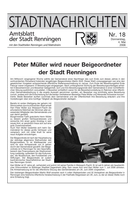 Peter Müller wird neuer Beigeordneter der Stadt Renningen Nr. 18