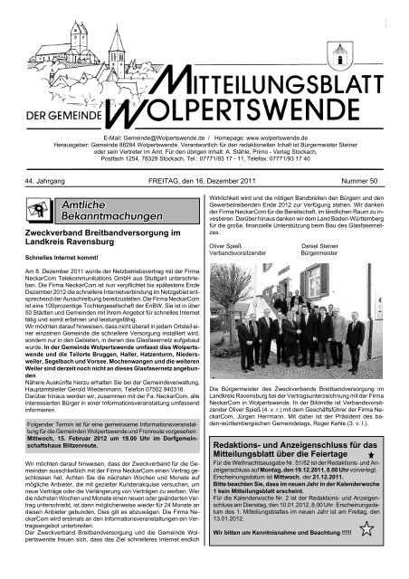 16. Dezember 2011 - Gemeinde Wolpertswende