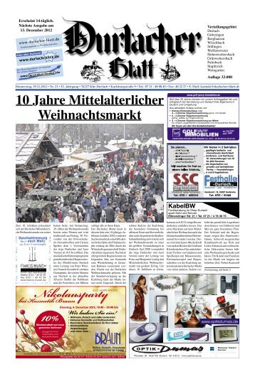 10 Jahre Mittelalterlicher Weihnachtsmarkt - Durlacher Blatt