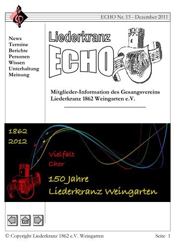 Liederkranz Echo Ausgabe Nr. 13 / Dezember 2011