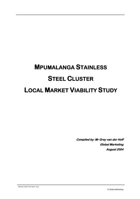 mpumalanga stainless steel cluster local market viability ... - dedet gis