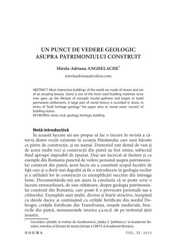 Un punct de vedere geologic asupra patrimoniului construit - noema