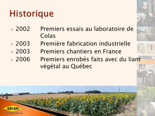 Les liants végétaux - Bitume Québec