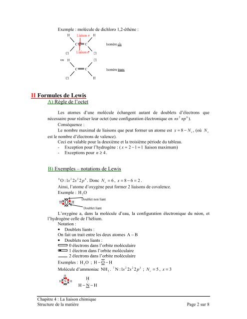 Chapitre 4 :La liaison chimique