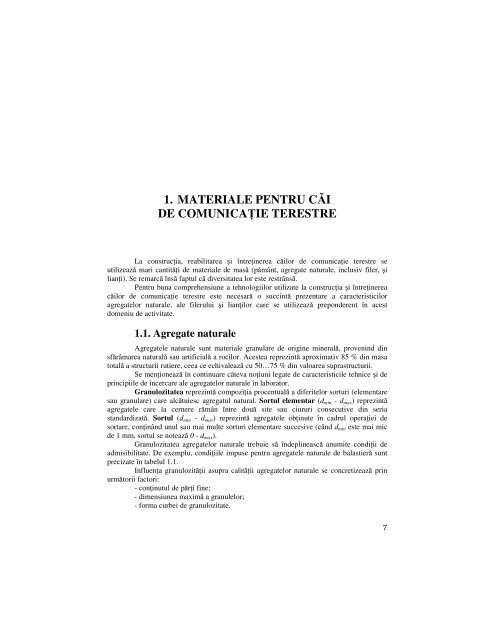 1. Materiale pentru Căi de Comunicație Terestre