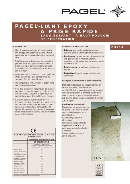 liant epoxy à prise rapide - Pagel Spezial-Beton GmbH & Co. KG