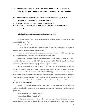 ob2. determinarea caracteristicilor fizico-chimice, mecanice