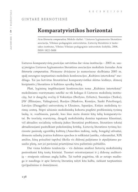 Komparatyvistikos horizontai - Lietuvių literatūros ir tautosakos ...